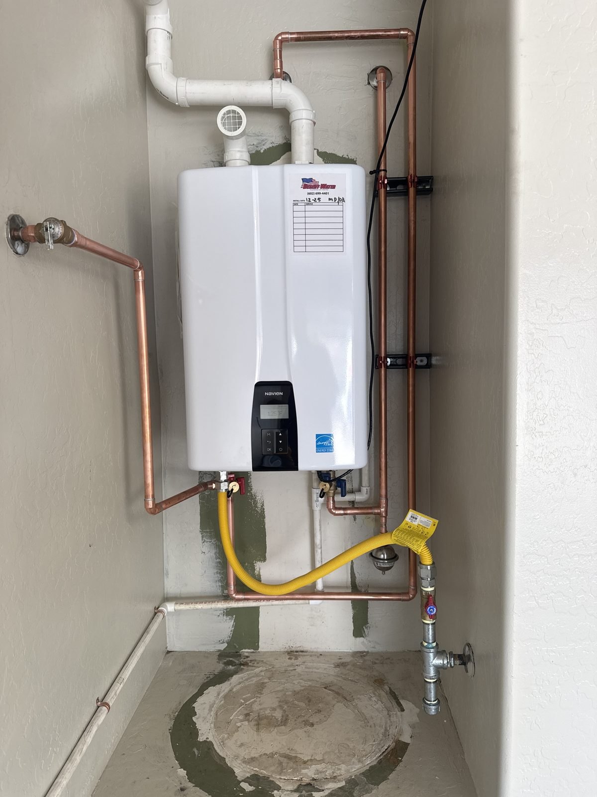 Tankless water heater installation