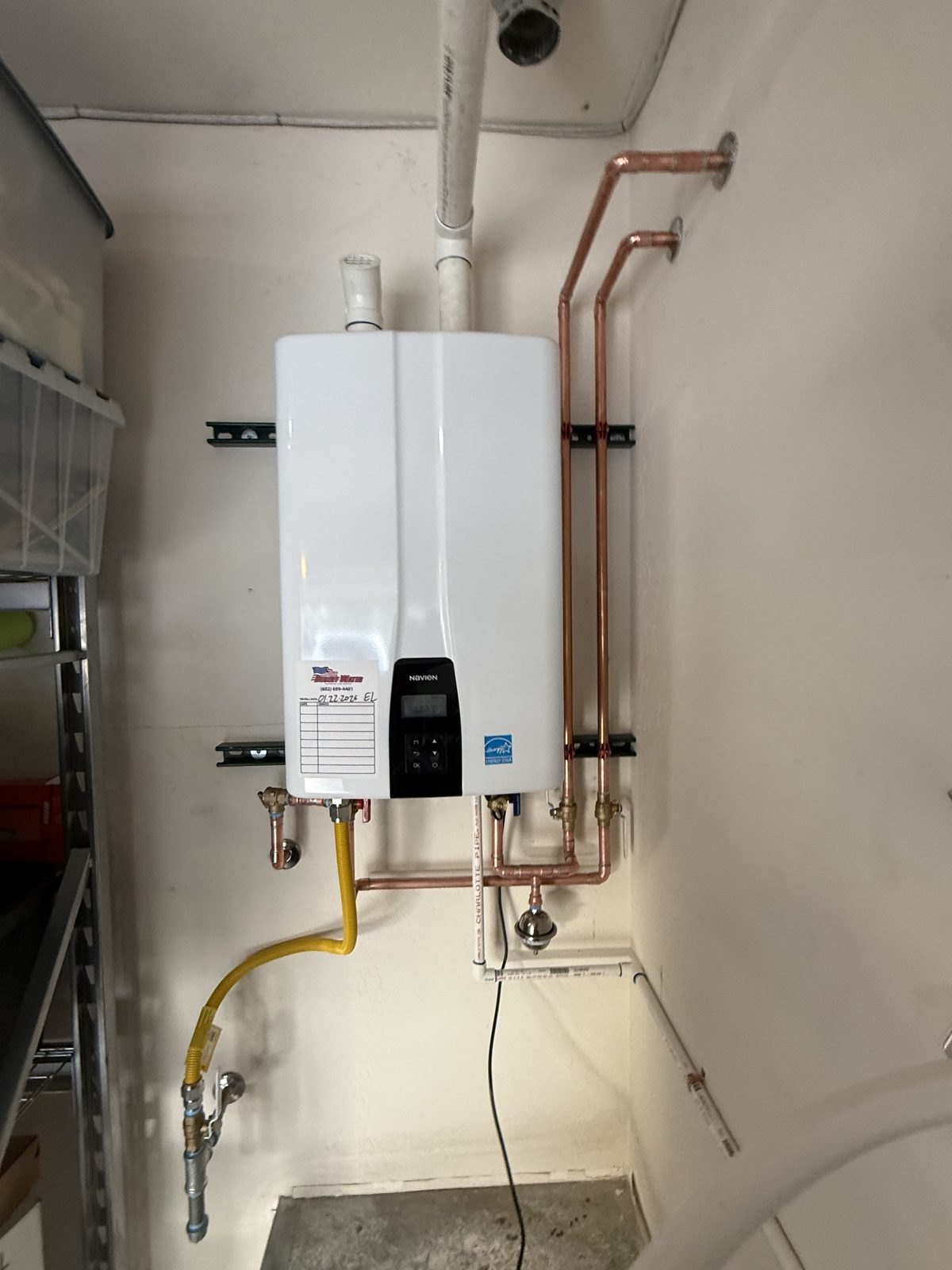 Tankless water heater installed by Desert Water