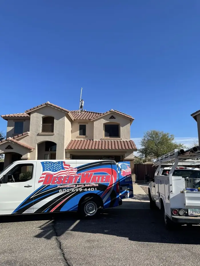 Desert Water truck at a customer home