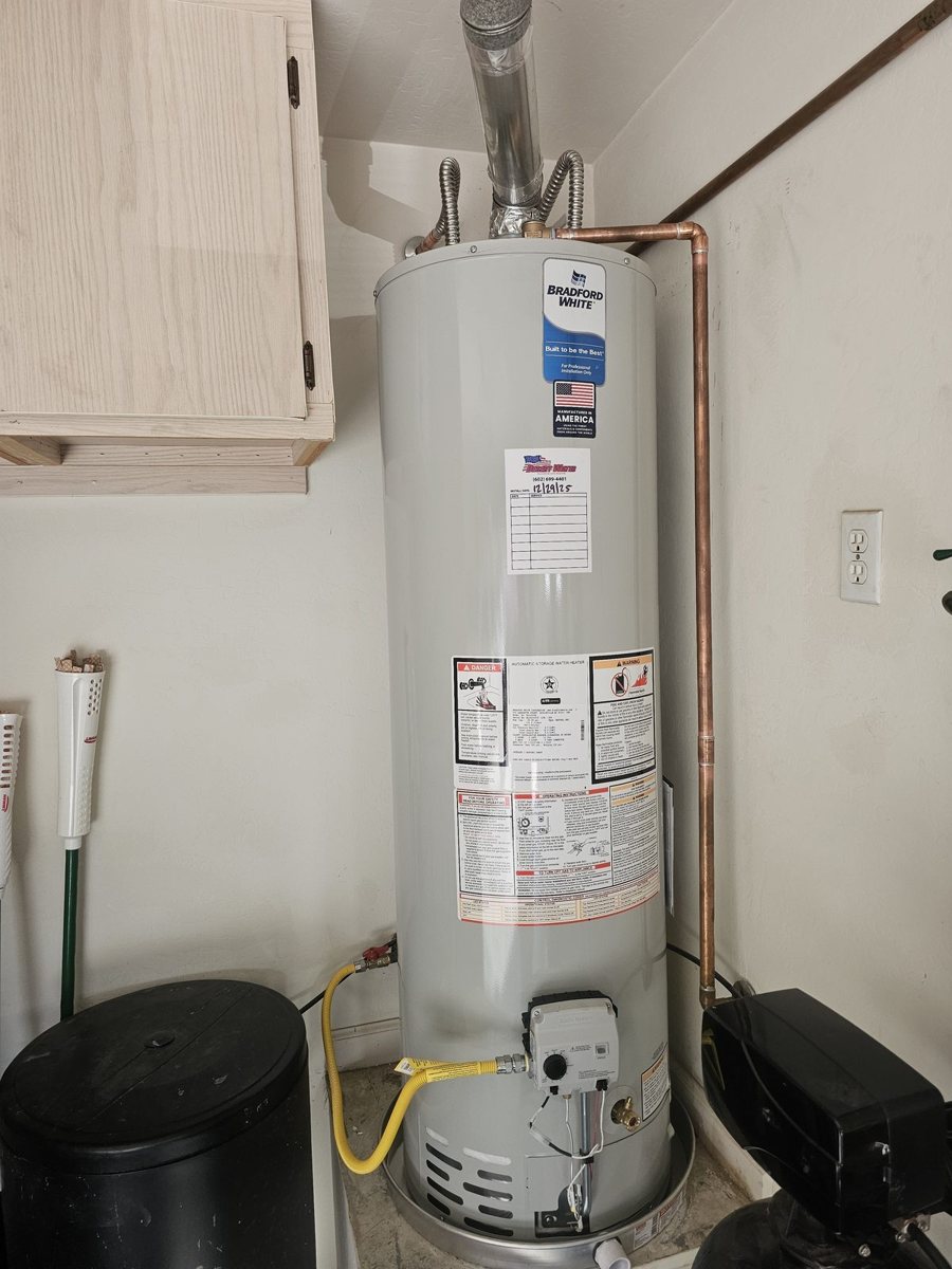 New water heater installed with a water softener